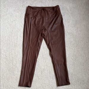 Brown Faux Leather Leggings